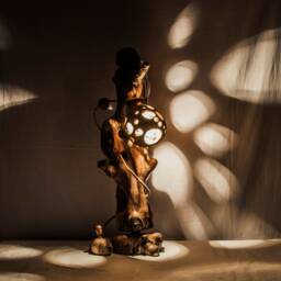 The Log Sculpture Lamp Of Organic Shape. Unique Reading Light/Rustic Decor. Handcrafted By Miro Woody in Collaboration With Nature - thumbnail 2