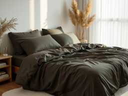 Taupe Satin Bedding Set 1 Duvet Cover & 2 Pillowcases Cotton Comforter