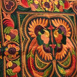 Orange Embroidered Cushion Cover, Thai Cushion, Hmong Hilltribe, Bohemian Boho Colourful Throw Pillow - thumbnail 3
