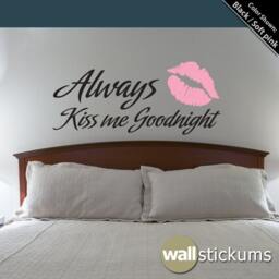 Bedroom Wall Decal Lips Vinyl Always Kiss Me Goodnight Quote Decor - Wd0010 - thumbnail 1