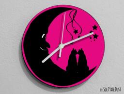 Cats On The Moon - Moon Wall Clock