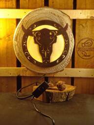 Vintage Wall Lamp Longhorn, Wood & Faux Rusted Steel