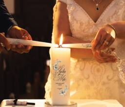 Personalised Wedding Candle For Ceremony, Monogrammed Unity Set Couples, Candles Celtic - thumbnail 1
