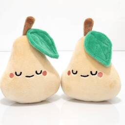 Handmade Pear Plush Set Kawaii Fruit Plushie, Baby's First Toy - thumbnail 2