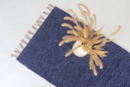 Runner Rug Dark Blue 200 cm, Navy Hallway Rug, Kitchen Runner Bathroom Cotton Tapis De Passage Bleue - thumbnail 1