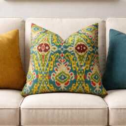Hand Dyed Silk Ikat Pillow Cover, Modern Home Decor - 20x20 Inch - thumbnail 1