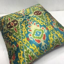Hand Dyed Silk Ikat Pillow Cover, Modern Home Decor - 20x20 Inch - thumbnail 4