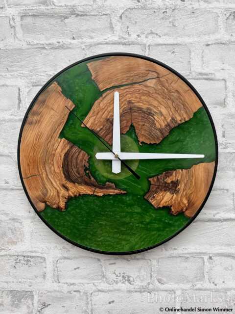 Nature-Inspired Wall Clocks, Silent Clock, Epoxy Resin & Live Edge Wood Clock With Metal Frame, Modern Rustic Home Office Decor - image 1