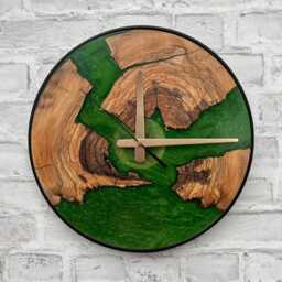 Nature-Inspired Wall Clocks, Silent Clock, Epoxy Resin & Live Edge Wood Clock With Metal Frame, Modern Rustic Home Office Decor - thumbnail 3