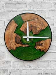 Nature-Inspired Wall Clocks, Silent Clock, Epoxy Resin & Live Edge Wood Clock With Metal Frame, Modern Rustic Home Office Decor