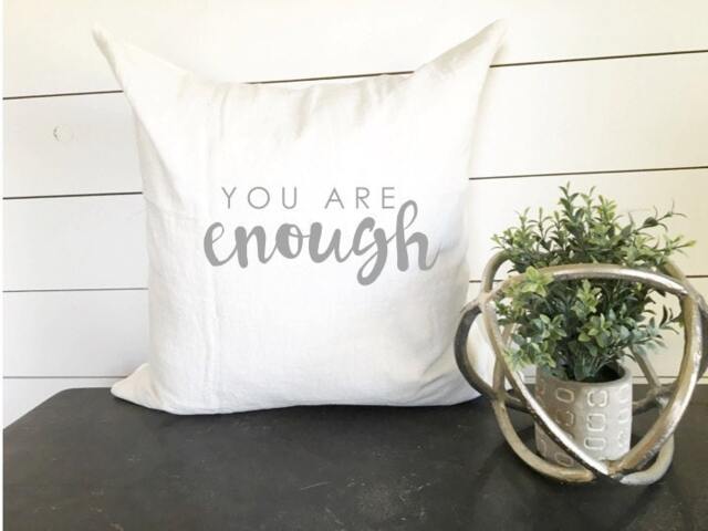 You Are Enough Pillow Cover, Custom Pillow, Throw Decorative 18x18 Biblical Decor, Bible