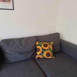Embroidered Pillow Cover With Flower- Boho Style Handmade Home Sofa Decor- Sunflower Pillow- Plants Botanic Cushion- Yellow Black Pillow - thumbnail 4