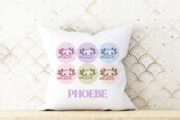 Personalised Axolotl Kids Cushion - Pastel Nursery Decor - thumbnail 1