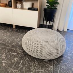 xl Crochet Pouf Ottoman Eco Cotton Cushion, Boho Round Floor Seating Pillow - thumbnail 3