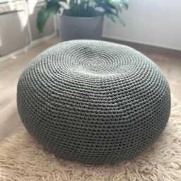 xl Crochet Pouf Ottoman Eco Cotton Cushion, Boho Round Floor Seating Pillow - thumbnail 2