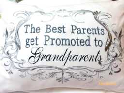Embroidered Grandparents Pillow Cover, Birth Announcement Gift - thumbnail 1