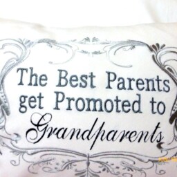 Embroidered Grandparents Pillow Cover, Birth Announcement Gift - thumbnail 3