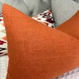 "Cotton Blend Orange Cushion Cover, Accent Throw Pillow Cover 12"" X 20" - thumbnail 3