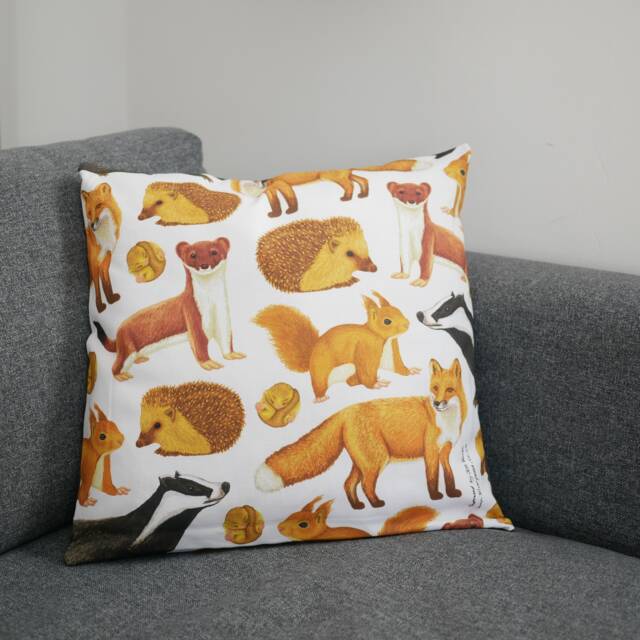 British Mammal Cushion Cover - Wildlife Inspired Gift With Eco Friendly, Plastic Free Packaging - image 1