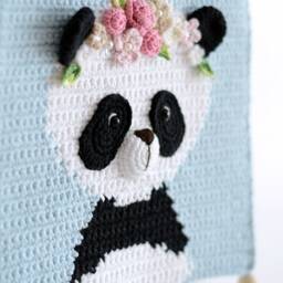 Crochet Panda Wall Hanging Decor - Handmade Nursery - thumbnail 3