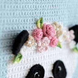 Crochet Panda Wall Hanging Decor - Handmade Nursery - thumbnail 4