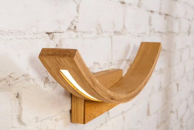Handcrafted Curved Wood Sconce Led Vanity Light For Modern, Industrial & Mid-Century Decor - image 1