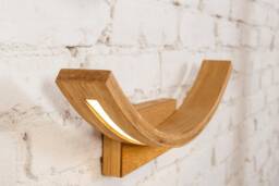 Handcrafted Curved Wood Sconce Led Vanity Light For Modern, Industrial & Mid-Century Decor - thumbnail 1