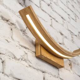 Handcrafted Curved Wood Sconce Led Vanity Light For Modern, Industrial & Mid-Century Decor - thumbnail 2