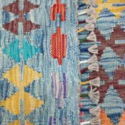 Colourful Runner Rug, Handmade Artisan Afghan Turkish, Scandinavian, Navajo, Bohemian, Wool Flatweave Multicolour Kilim Rug 194x75 cm - thumbnail 3