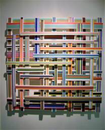 Sold Hand Cut Wood & Paper Wall Sculpture, Modern Mixed Media Art - thumbnail 1