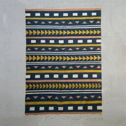 Tribal Handcrafted Flatwoven Modern Kilim Rug Wool Area Rug Runner Aztec Boho Style Indigo 5x7 6x9 8x10 9x12 Living Room Decor Spring - thumbnail 2