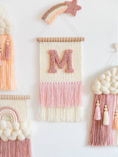 Personalised Initial Woven Wall Hanging, Custom Letter Nursery Decor, Weaving Tapestry, Fiber Art - image 1
