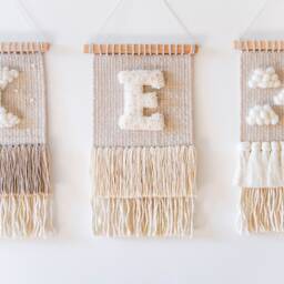 Personalised Initial Woven Wall Hanging, Custom Letter Nursery Decor, Weaving Tapestry, Fiber Art - thumbnail 2