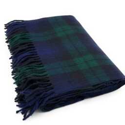 Large Wool Tartan Blanket - 70x60 Inches Soft, Warm & Timeless Black Watch - thumbnail 2