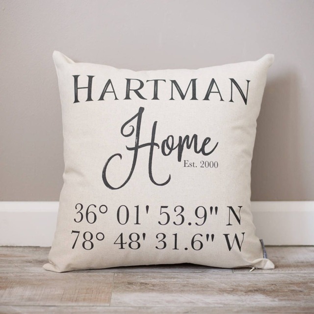 Personalized Gps Coordinates Pillow - First Home Gift - image 1