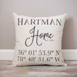 Personalized Gps Coordinates Pillow - First Home Gift - thumbnail 1