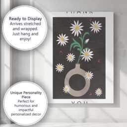 White Daisy Floral Arrangement in Modern Ceramic Ring Vase Canvas Wall Art Print Decor Picture Ready To Hang - thumbnail 3