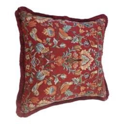 William Morris Tapestry Cushion Red Birds Accent Pillow, Handmade - thumbnail 4