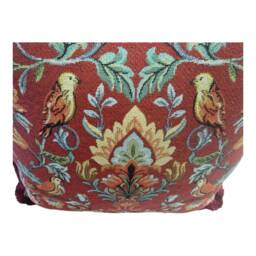 William Morris Tapestry Cushion Red Birds Accent Pillow, Handmade - thumbnail 2