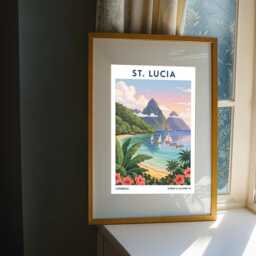 st. Lucia Landscape Poster Tropical Caribbean Island Wall Art - thumbnail 3