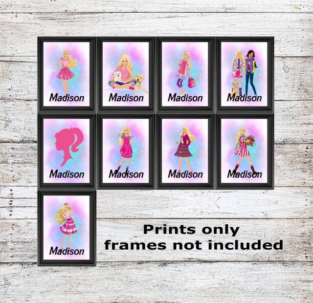 Personalised Barbie Unframed Watercolour Wall Art Childrens Bedroom Poster A5 A4 A3 High Quality Prints - image 1