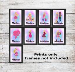 Personalised Barbie Unframed Watercolour Wall Art Childrens Bedroom Poster A5 A4 A3 High Quality Prints - thumbnail 1