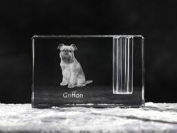 Brussels Griffon, Crystal Pen Holder With Dog, Souvenir, Decoration, Limited Edition, Collection - thumbnail 1