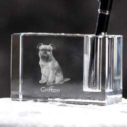 Brussels Griffon, Crystal Pen Holder With Dog, Souvenir, Decoration, Limited Edition, Collection - thumbnail 2