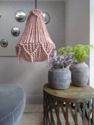 Flamingo Pink Wooden Beaded Chandelier - thumbnail 1