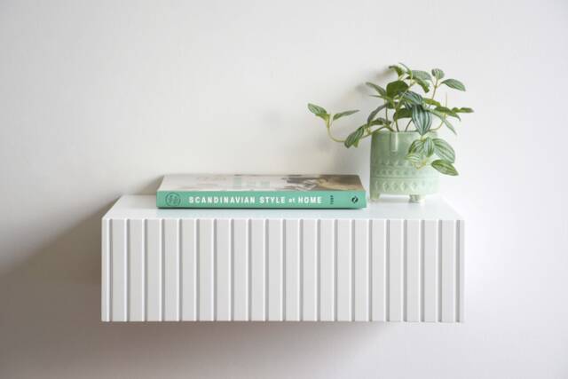 Minimalist Fluted Nightstand With Drawer - Full White - image 1