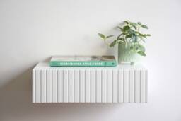 Minimalist Fluted Nightstand With Drawer - Full White - thumbnail 1