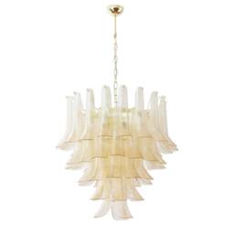 Petali Suspension Lamp ??70 cm Made in Italy Murano Glass Gold, Vintage Style Chandelier - thumbnail 2