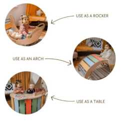 Montessori Climbing Arch Rocker With Table Top, Wooden Furniture For Toddler, Kids Learning Balance Toy - thumbnail 2