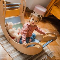Montessori Climbing Arch Rocker With Table Top, Wooden Furniture For Toddler, Kids Learning Balance Toy - thumbnail 3